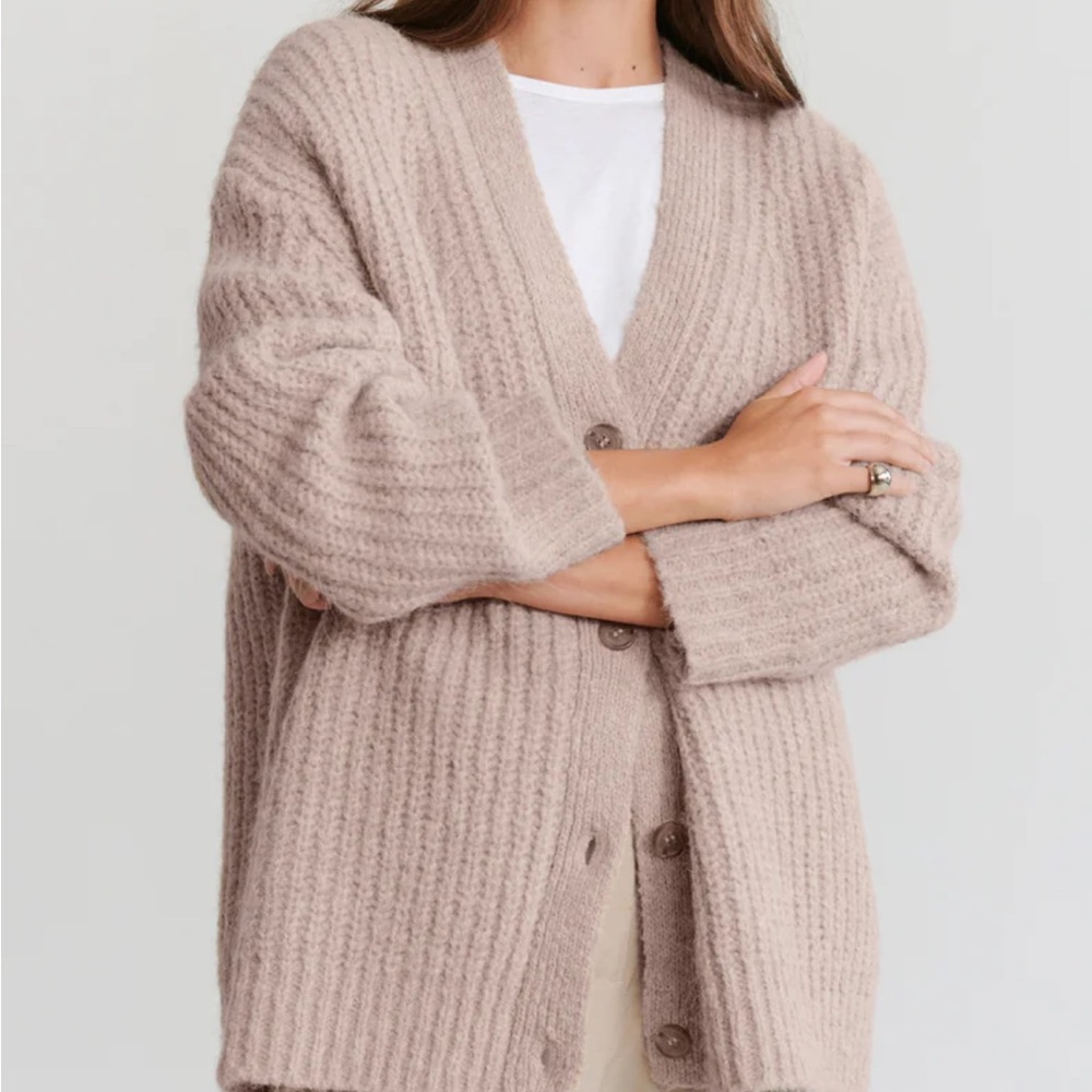 Jenni Kayne XL Tan Chunky Knit Cocoon Cardigan Sweater